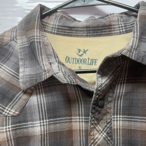 Outdoor Life Men's Plaid Shirt in Brown and Gray
